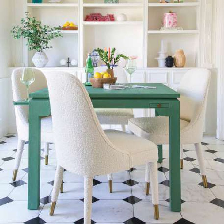 Lacquered dining table and chairs produced by Thien Phat